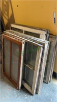 Lot of 10 antique wood windows with the glass