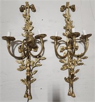 Pair of Beautiful Heavy Brass Wall Sconces