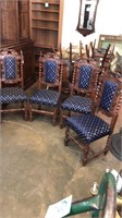 Lot of 4 Antique Chairs Blue & Wood