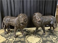 Imposing life size pair of Lions