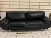 Black leather sofa