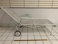 Outdoor metal recliner with wheels