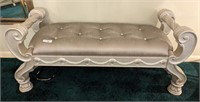 SILVER TUFTED DRESSING BENCH