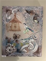 FLORAL AND BIRD PRINT ON STRETCH CANVAS