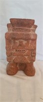 Vintage Terracotta orange Aztec statue