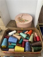 Vintage sewing box and thread