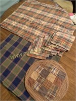 Plaid tableclothes napkins small topper