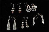 5 Pair of Native sterling earrings