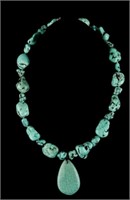 Turquoise large nugget necklace