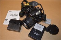 Nikon D 3400 digital camera w/ Nikon DX AF-S 18-55
