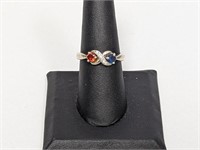 .925 Sterl Multi Gem Ring w/Diam Accent Sz 8