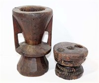 Two Primitive Wood Candle Holders