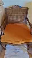 Wood Accent Chair, Orange Cushion