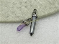 Vintage Sterling Purple Quartz & Hematite Crystal