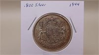 1944 Canadian 50 Cent / Half-dollar Coin