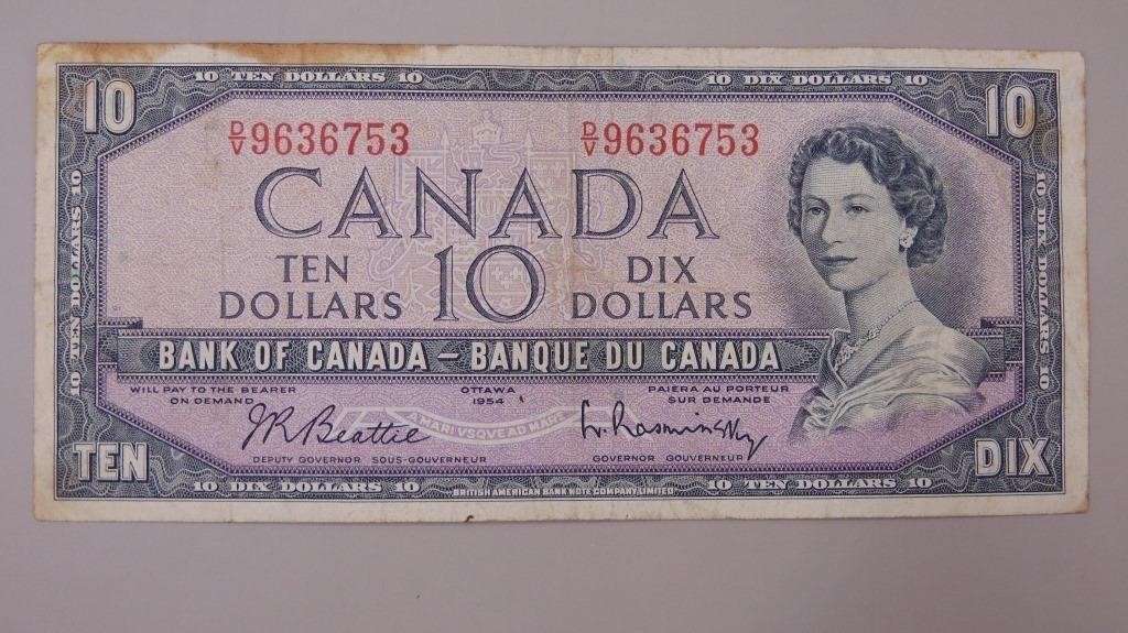 1954 Canadian $10 / Ten-dollar Bill