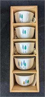 Japanese Tea Set Cups With Original Wood Case
