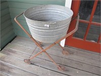 GALVANIZED WASH TUB ON STAND