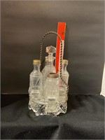 Crystal glass complement set missing one lid