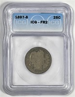 1897-S Barber Silver Quarter ICG F2