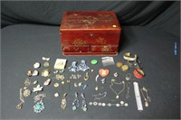 Jewelry Box w/Contents Including Costume Jewelry