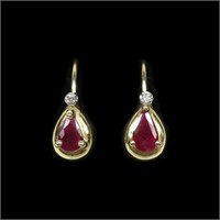 10K Yellow gold pear shape natural ruby lever