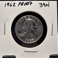 1962 PROOF WASHINGTON SILVER QUARTER