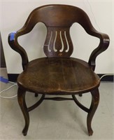 Antique Heavy Wood Bankers Chair