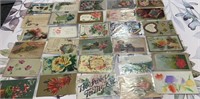 used embossed various vintage postcards