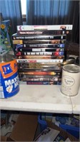 Lot of DVD’s , VHS tapes , Can of  unopened