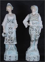 PAIR OF PAINTED BISQUE FIGURES