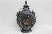 Rare Tibetan Silver Wine Flask