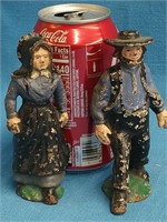 Vintage Amish Cast Iron figures Man and Woman