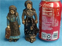 2 Cast Iron Quaker Women paperweights/ small