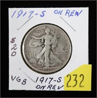 1917-S on Rev. Walking Liberty half dollar