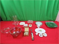 Carnival Glass Bowl, Mini Tea Set,