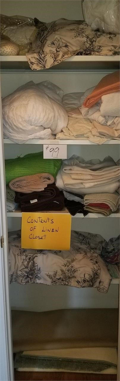 Contents of Linen Closet-Rugs, Bedspreads,