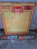 Schmidt Beer Menu Board - 20"Wx24"H + (2) Schmidt