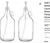 Half Gallon Glass Pump Dispenser Bottle,