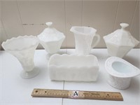 Vintage Milk Glass Conatiners & Lidded Containers