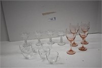 Clear Glass Coffee Cups, Sherbets & Pink Wine
