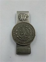 Sterling Silver money clip with a silver Mexican