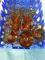Colony Amber lot of 7 Glasses