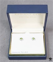 Radiant Gem Sterling Pierced Earrings w/Peridot