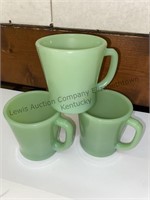 Vintage Fire King Jadeite D Handle Mug Cups Set