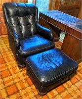 vintage leather chair & ottoman