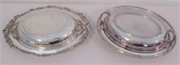 (2) Silver Plated Covered Oval Serving Dishes.