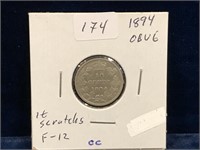 1894 Can Silver Ten Cent Piece  F12  OBV 6
