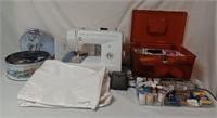 Singer Sewing Machine, Sewing Box w /Notions