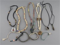 Traylot of unique handmade necklaces and